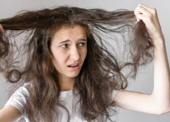 woman worried about tangled hair